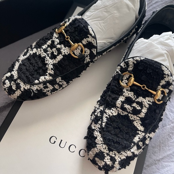 BLOGGERS FAV GUCCI GG TWEED LOAFER FLATS 36 6 - Picture 3 of 16
